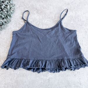 American Eagle Blue Cropped Spaghetti Tank Top Size XS
